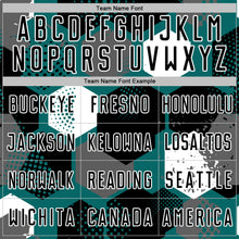 Laden Sie das Bild in den Galerie-Viewer, Custom Teal Black-White Geometric Shape Sublimation Soccer Uniform Jersey