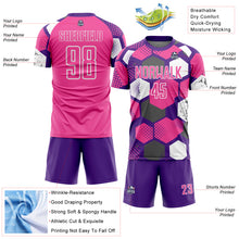 Load image into Gallery viewer, Custom Purple Pink-White Geometric Shape Sublimation Soccer Uniform Jersey