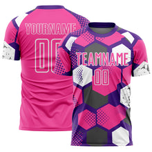 Load image into Gallery viewer, Custom Purple Pink-White Geometric Shape Sublimation Soccer Uniform Jersey