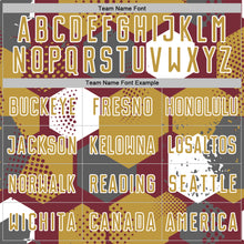 Load image into Gallery viewer, Custom Burgundy Old Gold-White Geometric Shape Sublimation Soccer Uniform Jersey