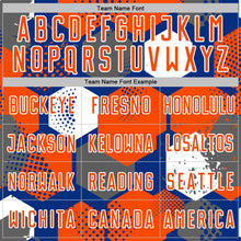 Laden Sie das Bild in den Galerie-Viewer, Custom Royal Orange-White Geometric Shape Sublimation Soccer Uniform Jersey