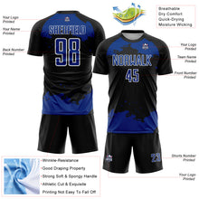 Charger l'image dans la galerie, Custom Black Royal-White Abstract Fragment Art Sublimation Soccer Uniform Jersey
