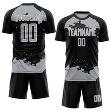 Загрузить изображение в средство просмотра галереи, Custom Black Gray-White Abstract Fragment Art Sublimation Soccer Uniform Jersey