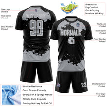 Загрузить изображение в средство просмотра галереи, Custom Black Gray-White Abstract Fragment Art Sublimation Soccer Uniform Jersey