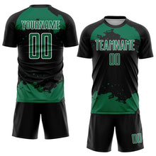 Charger l'image dans la galerie, Custom Black Kelly Green-White Abstract Fragment Art Sublimation Soccer Uniform Jersey
