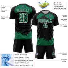 Charger l'image dans la galerie, Custom Black Kelly Green-White Abstract Fragment Art Sublimation Soccer Uniform Jersey