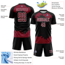 Загрузить изображение в средство просмотра галереи, Custom Black Crimson-White Abstract Fragment Art Sublimation Soccer Uniform Jersey