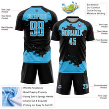 Загрузить изображение в средство просмотра галереи, Custom Black Sky Blue-White Abstract Fragment Art Sublimation Soccer Uniform Jersey