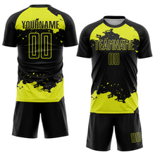 Charger l'image dans la galerie, Custom Black Neon Yellow Abstract Fragment Art Sublimation Soccer Uniform Jersey
