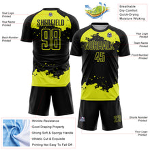 Charger l'image dans la galerie, Custom Black Neon Yellow Abstract Fragment Art Sublimation Soccer Uniform Jersey