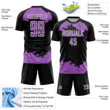 Charger l'image dans la galerie, Custom Black Medium Purple-White Abstract Fragment Art Sublimation Soccer Uniform Jersey