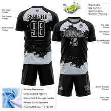 Загрузить изображение в средство просмотра галереи, Custom Black Silver-White Abstract Fragment Art Sublimation Soccer Uniform Jersey