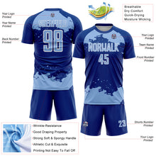 Load image into Gallery viewer, Custom Royal Light Blue-White Abstract Fragment Art Sublimation Soccer Uniform Jersey
