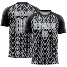Laden Sie das Bild in den Galerie-Viewer, Custom Black Gray-White Geometric Arrow Sublimation Soccer Uniform Jersey