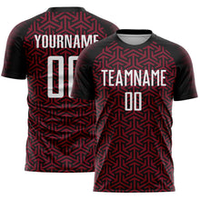 Charger l'image dans la galerie, Custom Black White-Crimson Geometric Arrow Sublimation Soccer Uniform Jersey