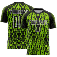 Laden Sie das Bild in den Galerie-Viewer, Custom Black Neon Green-White Geometric Arrow Sublimation Soccer Uniform Jersey