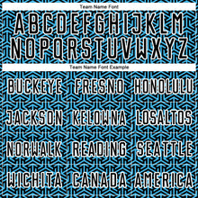 Load image into Gallery viewer, Custom Black Sky Blue-White Geometric Arrow Sublimation Soccer Uniform Jersey