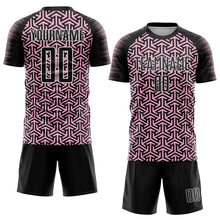 Load image into Gallery viewer, Custom Black Light Pink-White Geometric Arrow Sublimation Soccer Uniform Jersey