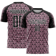 Load image into Gallery viewer, Custom Black Light Pink-White Geometric Arrow Sublimation Soccer Uniform Jersey