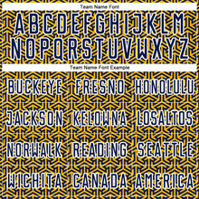 Laden Sie das Bild in den Galerie-Viewer, Custom Navy Gold-White Geometric Arrow Sublimation Soccer Uniform Jersey