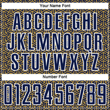 Laden Sie das Bild in den Galerie-Viewer, Custom Navy Old Gold-White Geometric Arrow Sublimation Soccer Uniform Jersey