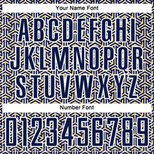 Laden Sie das Bild in den Galerie-Viewer, Custom Navy Cream-White Geometric Arrow Sublimation Soccer Uniform Jersey