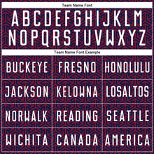 Laden Sie das Bild in den Galerie-Viewer, Custom Navy White-Crimson Geometric Arrow Sublimation Soccer Uniform Jersey