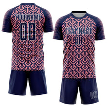 Charger l'image dans la galerie, Custom Navy Medium Pink-White Geometric Arrow Sublimation Soccer Uniform Jersey