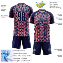 Charger l'image dans la galerie, Custom Navy Medium Pink-White Geometric Arrow Sublimation Soccer Uniform Jersey