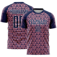 Charger l'image dans la galerie, Custom Navy Medium Pink-White Geometric Arrow Sublimation Soccer Uniform Jersey