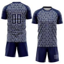 Charger l'image dans la galerie, Custom Navy Gray-White Geometric Arrow Sublimation Soccer Uniform Jersey