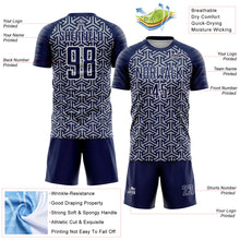 Charger l'image dans la galerie, Custom Navy Gray-White Geometric Arrow Sublimation Soccer Uniform Jersey