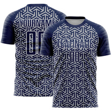 Charger l'image dans la galerie, Custom Navy Gray-White Geometric Arrow Sublimation Soccer Uniform Jersey