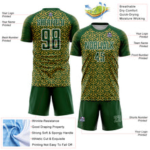 Laden Sie das Bild in den Galerie-Viewer, Custom Green Old Gold-White Geometric Arrow Sublimation Soccer Uniform Jersey