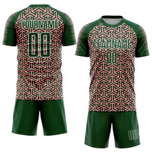 Laden Sie das Bild in den Galerie-Viewer, Custom Green Medium Pink-White Geometric Arrow Sublimation Soccer Uniform Jersey