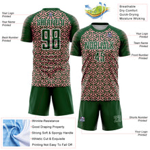Laden Sie das Bild in den Galerie-Viewer, Custom Green Medium Pink-White Geometric Arrow Sublimation Soccer Uniform Jersey