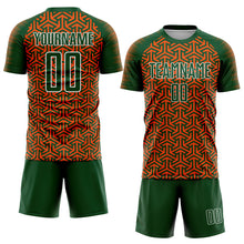 Laden Sie das Bild in den Galerie-Viewer, Custom Green Orange-White Geometric Arrow Sublimation Soccer Uniform Jersey