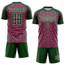 Laden Sie das Bild in den Galerie-Viewer, Custom Green Pink-White Geometric Arrow Sublimation Soccer Uniform Jersey