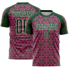 Laden Sie das Bild in den Galerie-Viewer, Custom Green Pink-White Geometric Arrow Sublimation Soccer Uniform Jersey