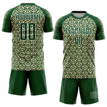 Laden Sie das Bild in den Galerie-Viewer, Custom Green Cream-White Geometric Arrow Sublimation Soccer Uniform Jersey