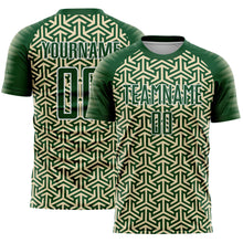 Laden Sie das Bild in den Galerie-Viewer, Custom Green Cream-White Geometric Arrow Sublimation Soccer Uniform Jersey