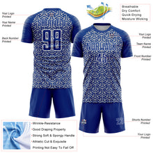 Laden Sie das Bild in den Galerie-Viewer, Custom Royal Gray-White Geometric Arrow Sublimation Soccer Uniform Jersey