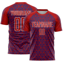 Charger l'image dans la galerie, Custom Red Royal-White Geometric Arrow Sublimation Soccer Uniform Jersey