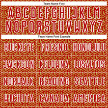 Charger l'image dans la galerie, Custom Red Old Gold-White Geometric Arrow Sublimation Soccer Uniform Jersey