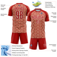 Charger l'image dans la galerie, Custom Red Cream-White Geometric Arrow Sublimation Soccer Uniform Jersey