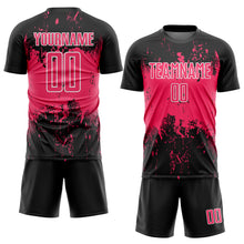 Load image into Gallery viewer, Custom Black Neon Pink-White Abstract Splatter Grunge Art Sports Sublimation Soccer Uniform Jersey