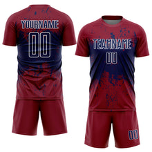 Загрузить изображение в средство просмотра галереи, Custom Crimson Navy-White Abstract Splatter Grunge Art Sports Sublimation Soccer Uniform Jersey