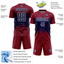 Загрузить изображение в средство просмотра галереи, Custom Crimson Navy-White Abstract Splatter Grunge Art Sports Sublimation Soccer Uniform Jersey