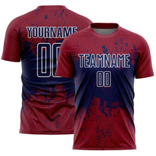 Загрузить изображение в средство просмотра галереи, Custom Crimson Navy-White Abstract Splatter Grunge Art Sports Sublimation Soccer Uniform Jersey
