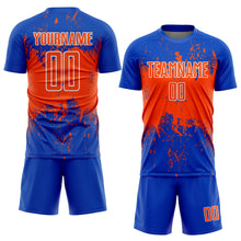 Загрузить изображение в средство просмотра галереи, Custom Thunder Blue Orange-White Abstract Splatter Grunge Art Sports Sublimation Soccer Uniform Jersey